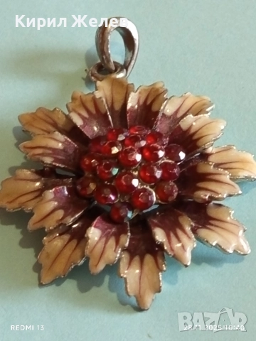 Винтидж медальон с флорален мотив цветен емайл Червен Кехлибар 52261, снимка 7 - Колиета, медальони, синджири - 52570564