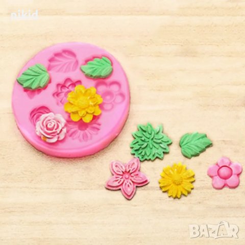 малки цветчета и листенца силиконов молд за фондан украса торта декорация мъфин шоколад смола, снимка 2 - Форми - 29571428