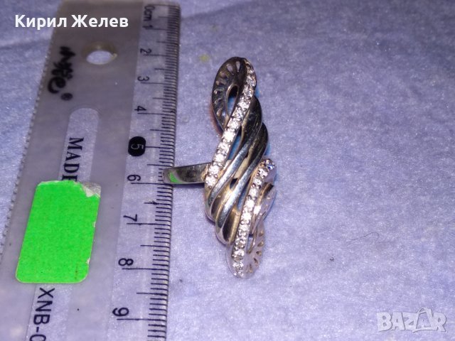 ЕЛЕГАНТЕН МОДЕН ПОЗЛАТЕН СРЕБЪРЕН ПРЪСТЕН СРЕБРО 925 с ФАСЕТИРАНИ ЦИРКОНИ ДИЗАЙНЕРСКО АРТ БИЖУ 34368, снимка 3 - Пръстени - 39507400
