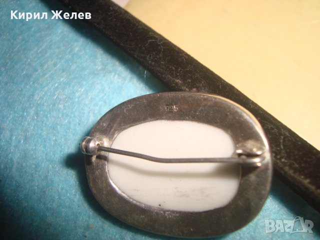 СТАРА СРЕБЪРНА БРОШКА с РЪЧНО РИСУВАН КОСТЕН ПОРЦЕЛАН СРЕБРО 925 МАЙСТОРСКИ БИЖУТЕРИЕН УНИКАТ 25370, снимка 3 - Антикварни и старинни предмети - 34852703