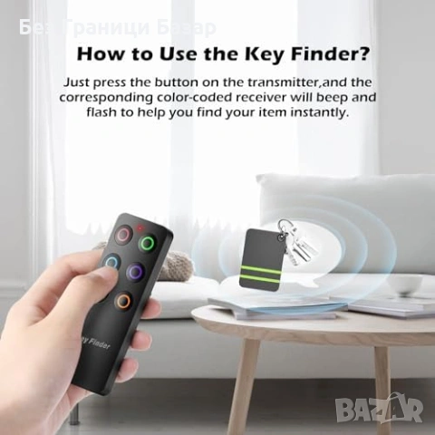 Нов Key Finder Безжичен Локатор – 6 броя 100 ft, Силен Звук, Без Приложение за намиране на вещи, снимка 2 - Друга електроника - 53308158