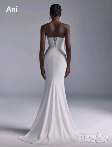 Страхотна бяла дълга рокля.Ново! Размер С, снимка 4 - Рокли - 53793448