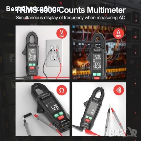 Дигитални токови клещи Mastfuyi FY375 – AC/DC Clamp Meter, снимка 5 - Други инструменти - 53518283