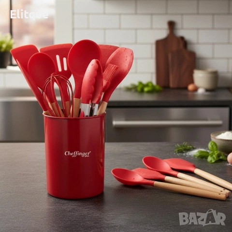 Комплект 12 части кухненски прибори със стойка Cheffinger , снимка 13 - Форми - 53180280