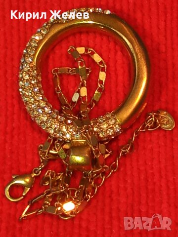 ПОЗЛАТЕНО МАРКОВО КОЛИЕ БРОНЗ ПЕНДАНТ МЕДАЛЬОН КРИСТАЛИ 91133, снимка 3 - Колиета, медальони, синджири - 29722233