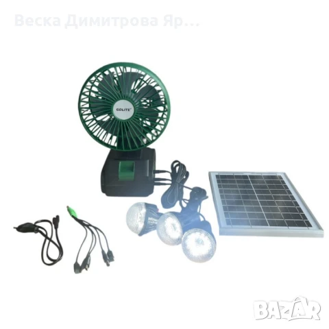 Соларна вентилаторна система GDLITE GD-8081 с вентилатор и 3 крушки, снимка 2 - Други - 50799252