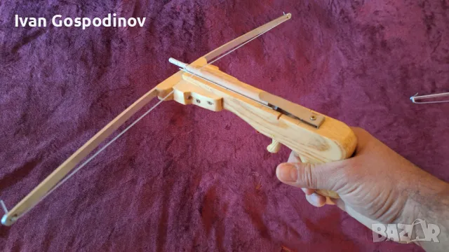 Саморъчно направен детски арбалет - с мишена и три стрели, снимка 8 - Други - 48278251