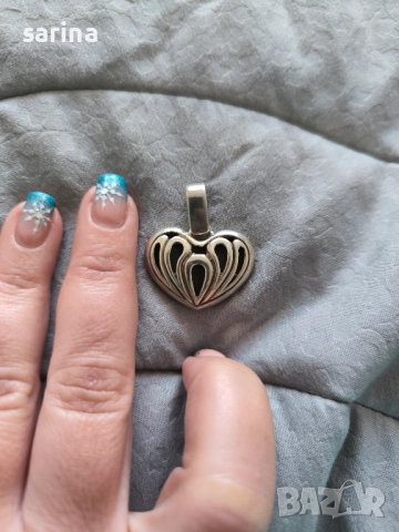 Сребърен медальон сърце, снимка 2 - Колиета, медальони, синджири - 52937152