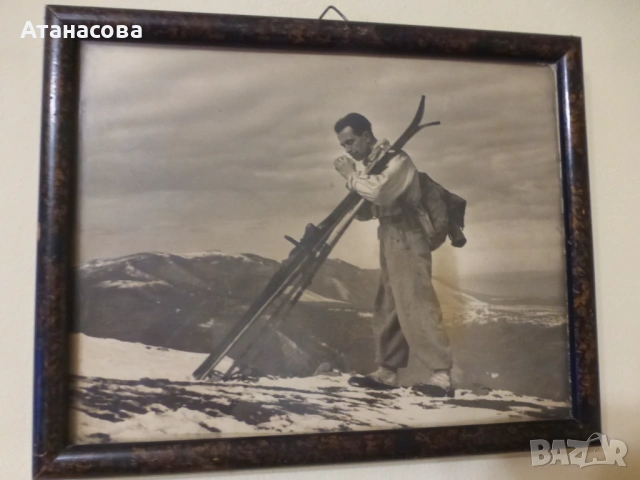 Стара снимка спортист скиор с цигара 1920 г, снимка 4 - Антикварни и старинни предмети - 53512324
