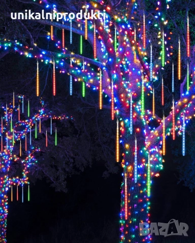 Соларни коледни лампички LED Многоцветна светлина 3м х 30см падащ сняг, снимка 2 - Лед осветление - 52240458