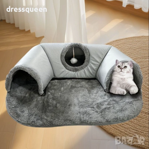 4594 Ултра меко гнездо за котки с тунел за игра: Перфектният аксесоар 2-в-1