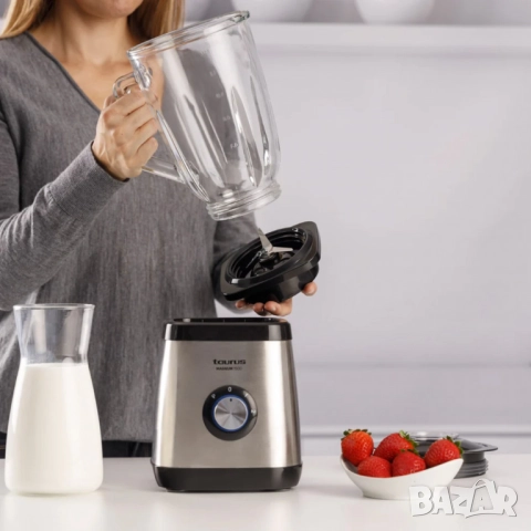 Мощен блендер 1500W за разбиване на лед със стъклена кана 1.5 литра, снимка 5 - Блендери - 51613355