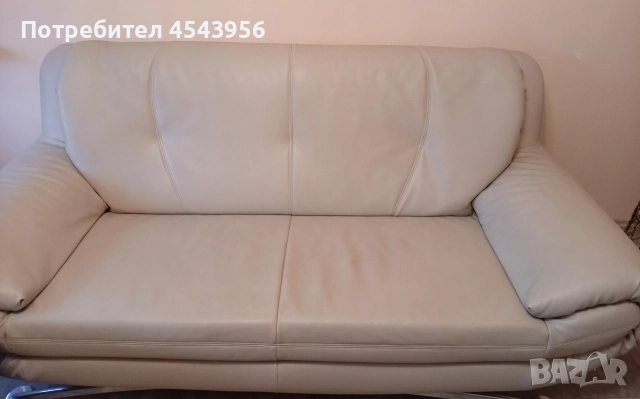 Комплект дивани 2бр и фотьойл, естествена кожа