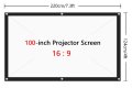 16:9 AntiLight 221см 3D Прожекционен Екран 160° Проекторно Платно Проекторeн Екран за Проектор Филми