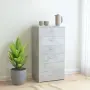 vidaXL Бюфет с 6 чекмеджета, бетонно сив, 50x34x96 см, инженерно дърво, снимка 2