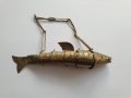 Винтидж шарнирна месингова риба -16 см, снимка 1