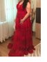 Дамска официална червена рокля с камъни, снимка 2
