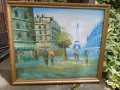 Стара картина,Париж,български художник,масло на платно , снимка 11