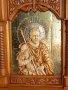 Дърворезба, домашен иконостас с релеф на "Св. Мина ", снимка 3