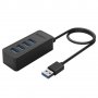ORICO USB 3.0 HUB 4 Port, 1метър кабел, W5P-U3-100-BK-PRO, Гаранция 24 месеца, снимка 1 - USB Flash памети - 35687310