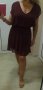 Супер лекичка шифонена рокля в цвят бордо със златист кант, снимка 2