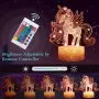 Холограмна 3D LED лампа Еднорог - дистанционно управление 16 цвята+други режими на управление, снимка 7