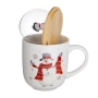 Коледна чаша с капак Mercado Trade, Снежен човек , Керамика, 500мл, снимка 2