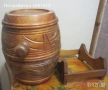 Буренца, бъкели: Конски дървен бъкел за битов кът, буре бърдук с дръжка, снимка 12