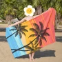 6031 Голяма плажна кърпа Палми с розов залез, 180x100cm, снимка 2