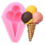 Сладолед финия с 3 топки сладоледена фунийка силиконов молд форма фондан гипс декор, снимка 1 - Форми - 41148302