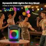 Нова Bluetooth караоке система с дълбок бас 2 микрофона AUX LED светлини за деца възрастни, снимка 7