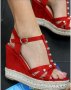 Велурени сандали на платформа Contessa, снимка 1 - Сандали - 39505501