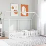 vidaXL Рамка за детско легло къща, бяла, 90x200 см, борово дърво масив, снимка 2