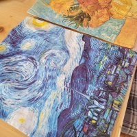 Платнена торбичка,чанта Ван Гог картини- Слънчогледите и Звездна нощ, снимка 3 - Чанти - 41844397
