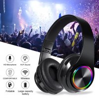 Безжични RGB Слушалки Bluetooth за музика игри спорт компютър AUX, снимка 1 - Bluetooth слушалки - 34478956