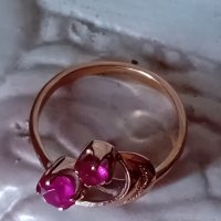 Съветски златен пръстен с рубинчета 583, снимка 3 - Пръстени - 41921218