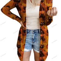 Модна дамска лека жилетка с щампа на Halloween, 6цвята - 023, снимка 7 - Жилетки - 41706912