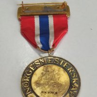 норвежки сребърен медал с позлата , снимка 4 - Антикварни и старинни предмети - 42119812