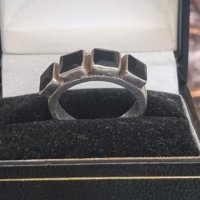 Сребърен пръстен с оникс 925 , снимка 2 - Пръстени - 41743021