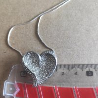 Сребърен синджир с висулка сърце (183), снимка 8 - Колиета, медальони, синджири - 42376368