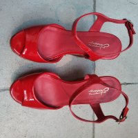 Червени сандали на платформа , снимка 2 - Сандали - 42273848
