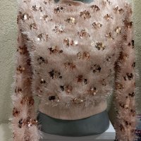 Дамска блуза с пайети размер S/М, снимка 1 - Блузи с дълъг ръкав и пуловери - 38976382