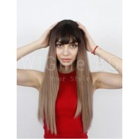 Дълга светлокестенява омбре перука с бретон Емилия, снимка 10 - Аксесоари за коса - 30987011