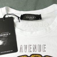 Бяла мъжка памучна тениска Avenue George V Paris  , снимка 4 - Тениски - 40660588