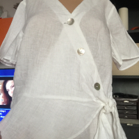 Ленена блуза тип сако H&M (нова, с етикет), размер 44, снимка 2 - Туники - 36123320