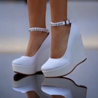 Обувки на платформа - бели - SL47, снимка 2 - Дамски ежедневни обувки - 42208411