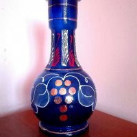Наргиле ваза от кобалтово стъкло, снимка 1 - Вази - 34354212