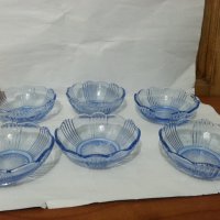 Стъклени купички цветно синьо стъкло, снимка 4 - Чинии - 36006535