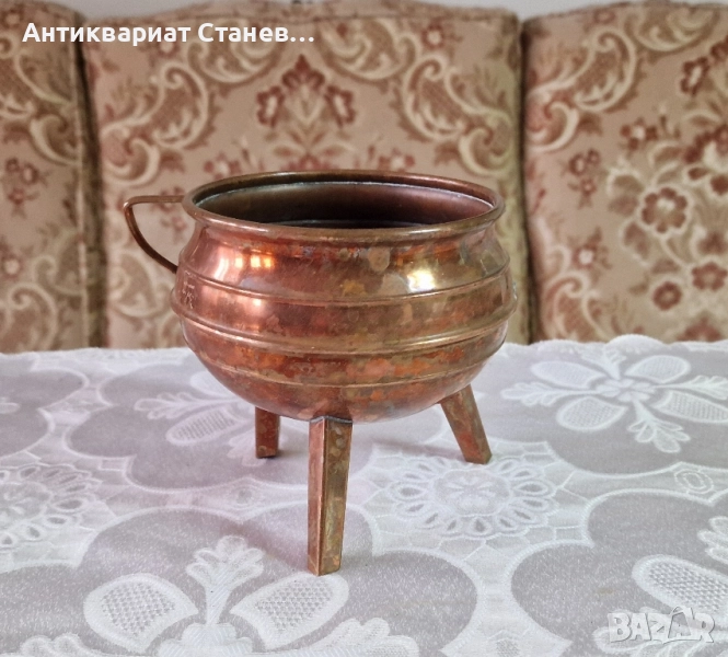 Медна малка кашпа, снимка 1
