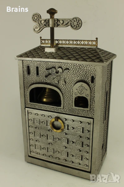 Стара Руска Музикална Кутия За Цигари Къщичка С Ветропоказател, снимка 1